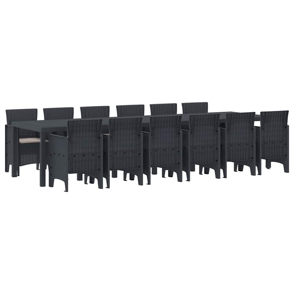 Hage Spisegruppe 13 pcs Antrasitt Polt rattan