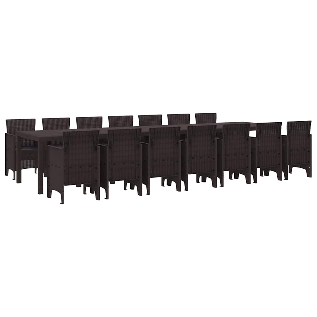 Hage Spisegruppe 15 pcs Brun Polt rattan