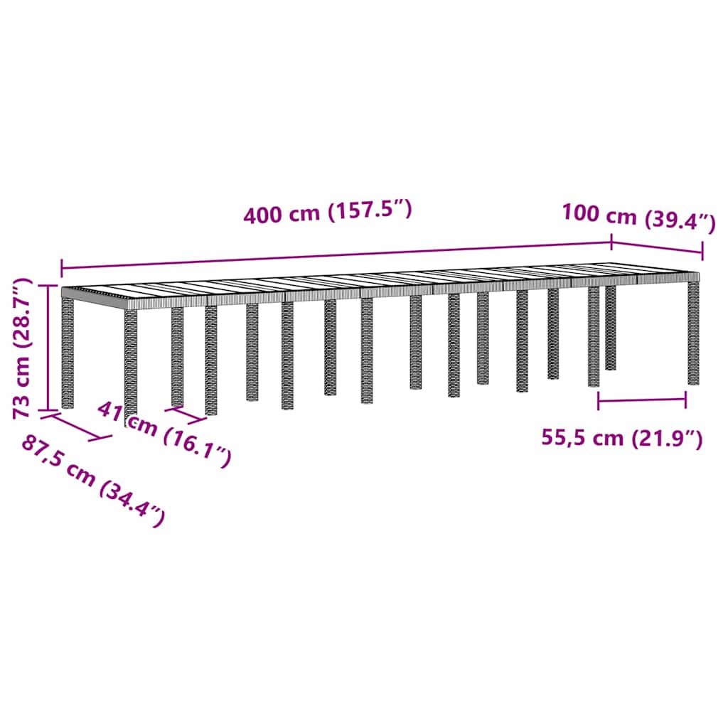 Hage Spisegruppe 15 pcs Hvit Polt rattan