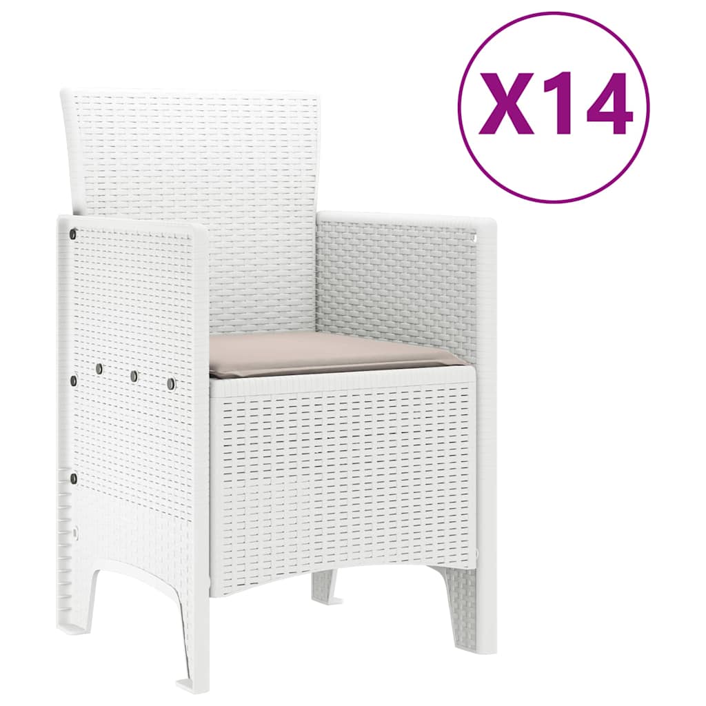 Hage Spisegruppe med pute 15 pcs Hvit polyrotting