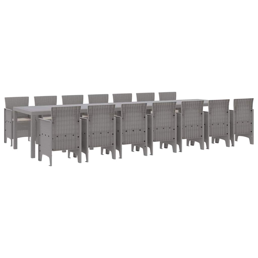 Hage Spisegruppe 15 pcs Lysegrå Polt rattan