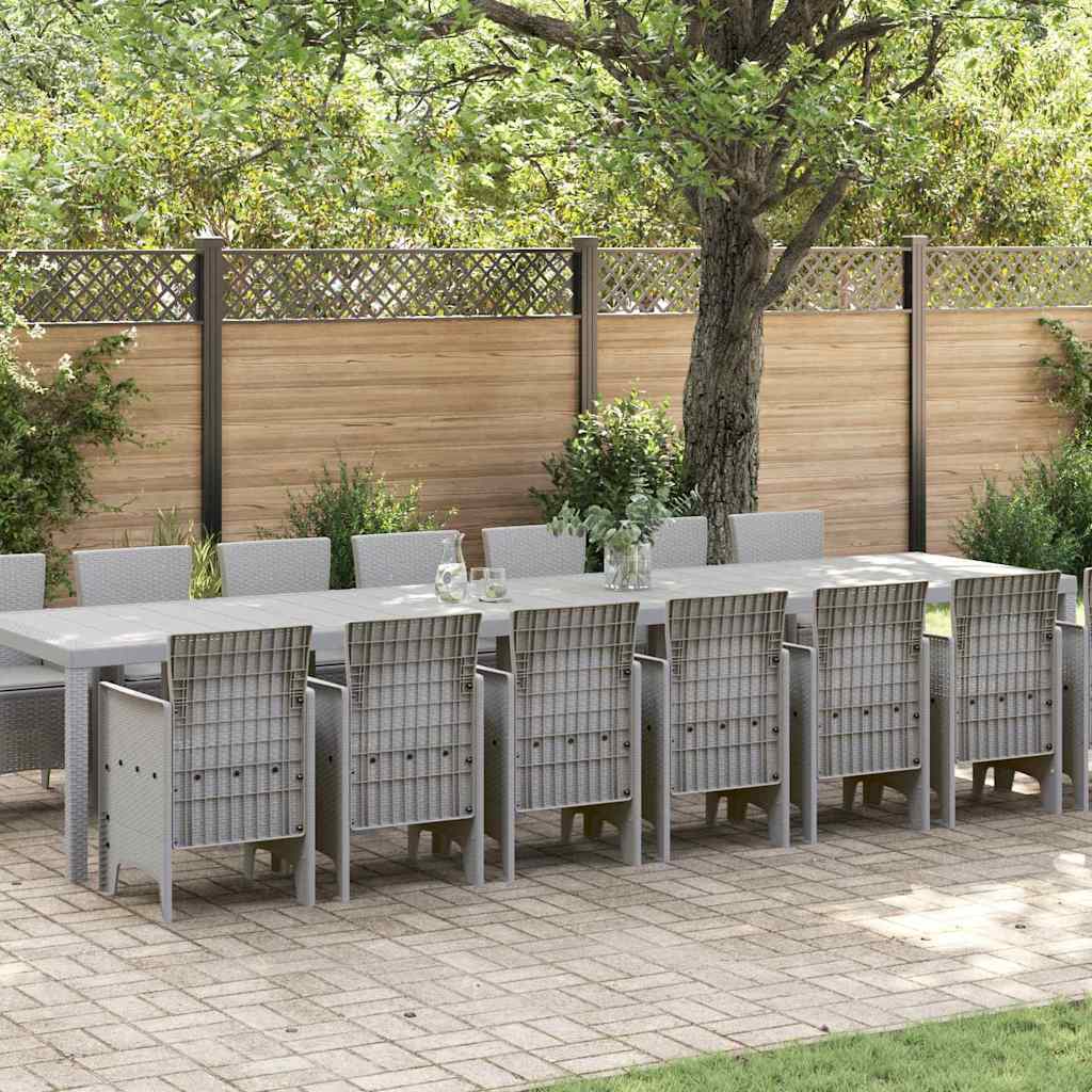 Hage Spisegruppe 15 pcs Lysegrå Polt rattan
