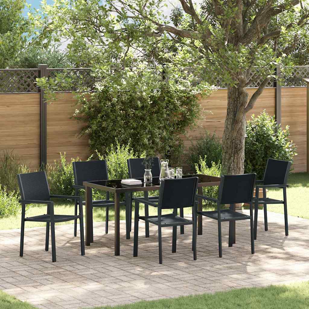 Hage Spisegruppe 7 pcs Svart Poly rattan