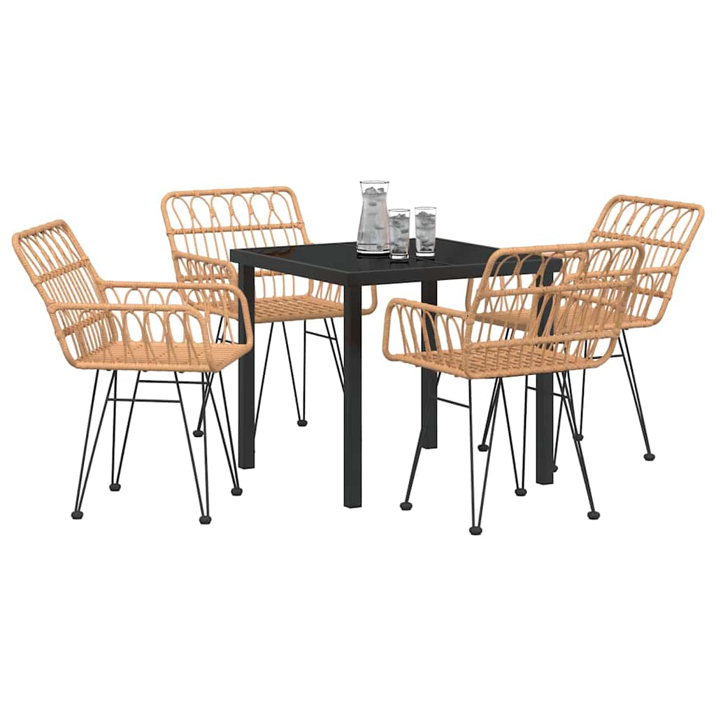 Hage Spisegruppe 5 pcs Brun Poly rattan