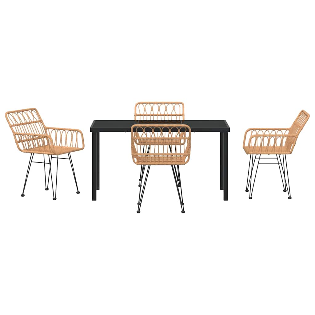 Hage Spisegruppe 5 pcs Brun Poly rattan