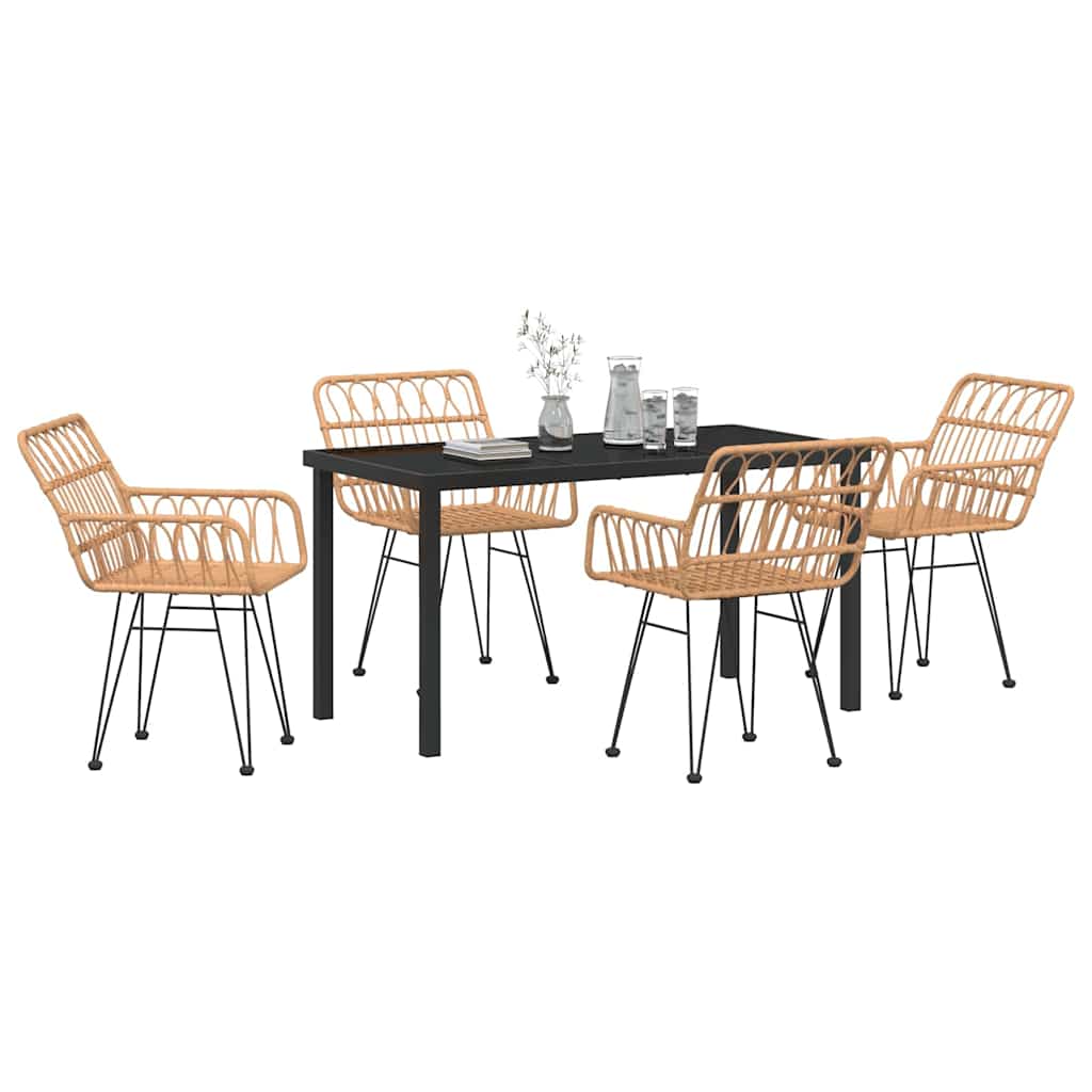 Hage Spisegruppe 5 pcs Brun Poly rattan