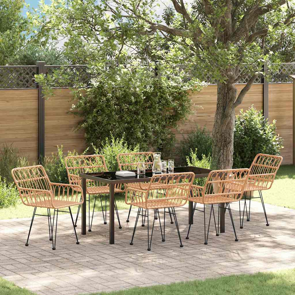 Hage Spisegruppe 7 pcs Brun Poly rattan