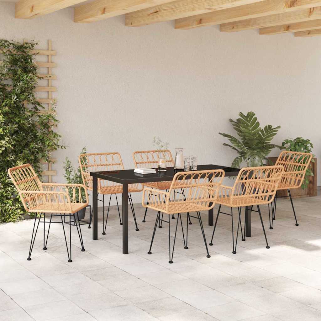 Hage Spisegruppe 7 pcs Brun Poly rattan