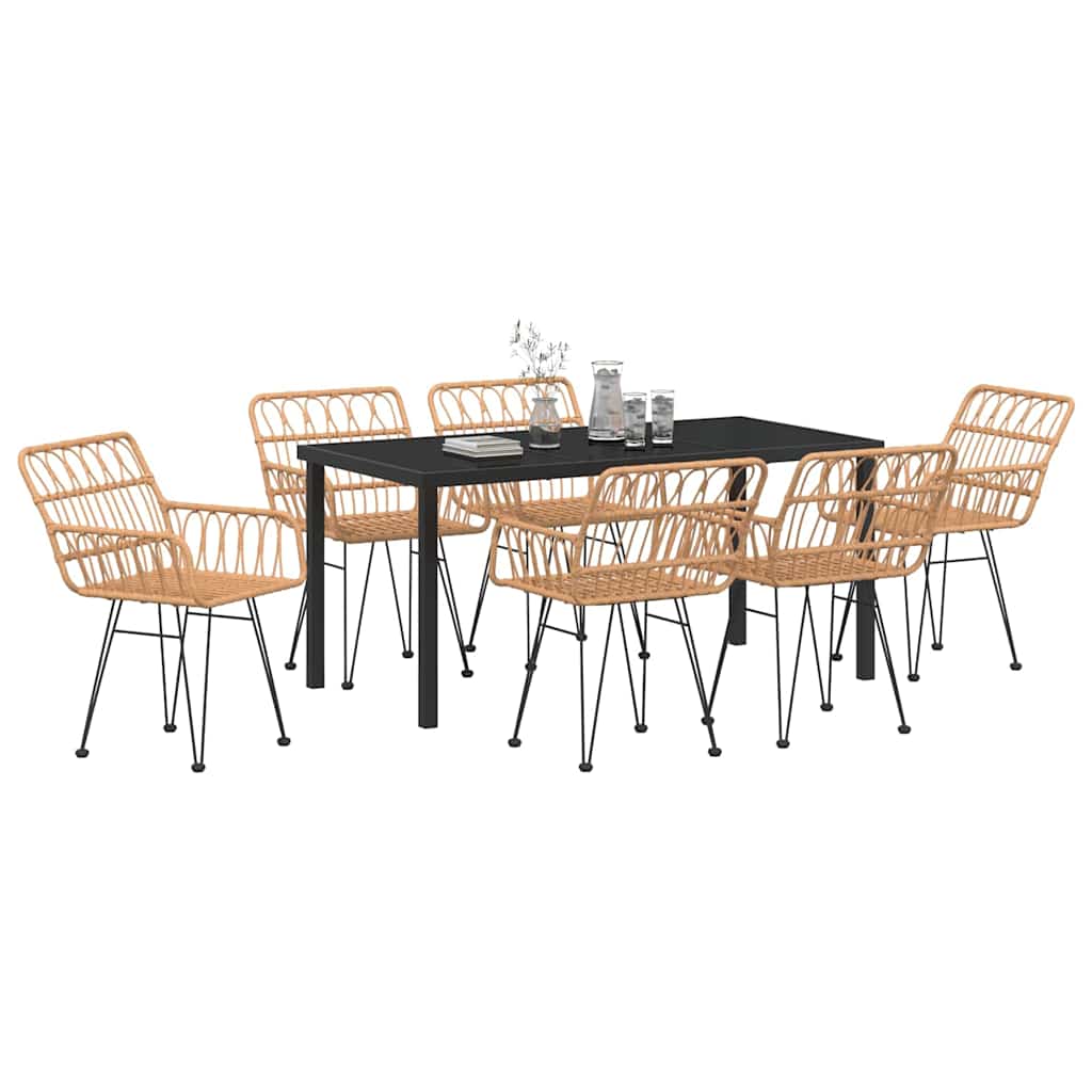 Hage Spisegruppe 7 pcs Brun Poly rattan