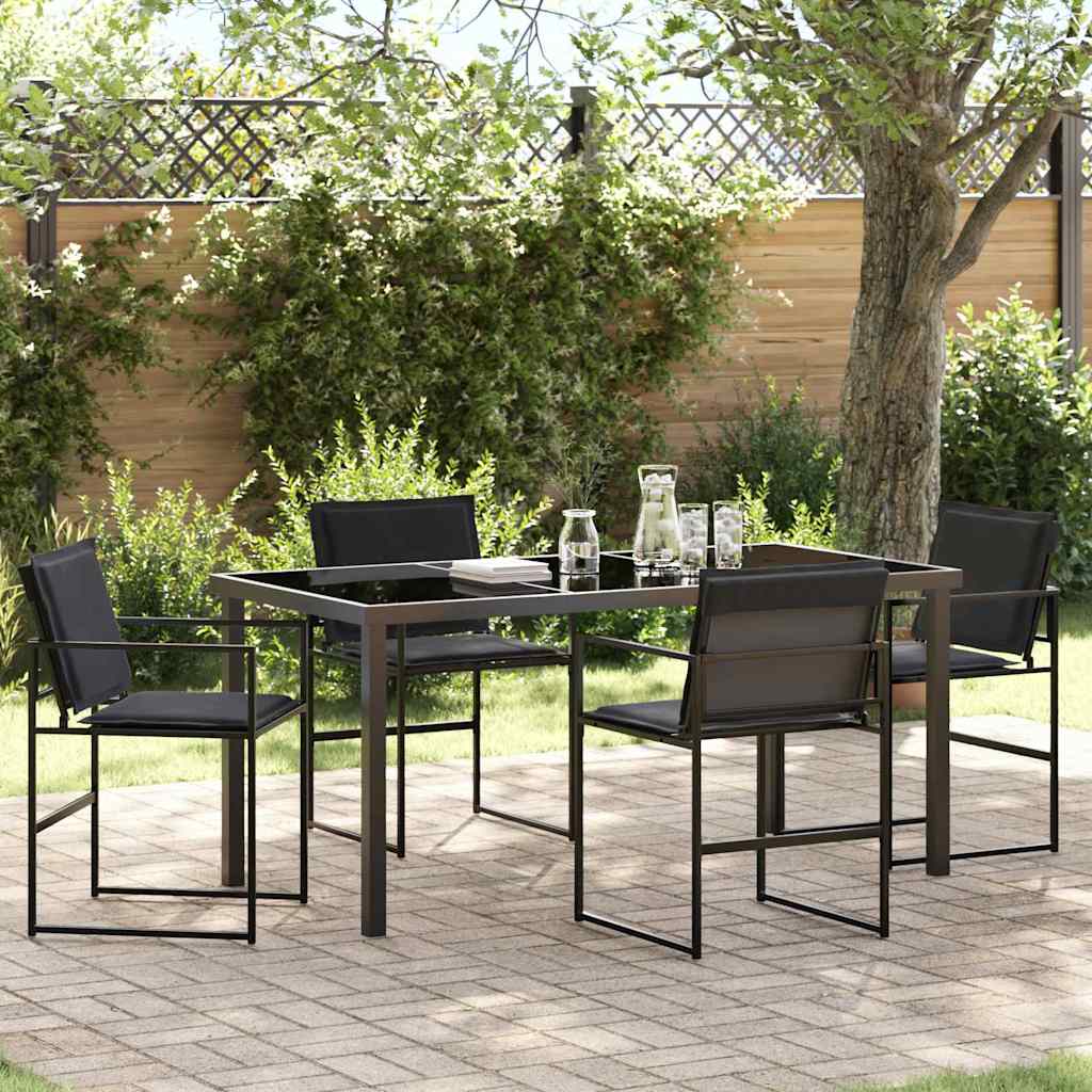 Hage Spisegruppe 5 pcs Svart 160 x 80 x 73 cm Textilene og stål