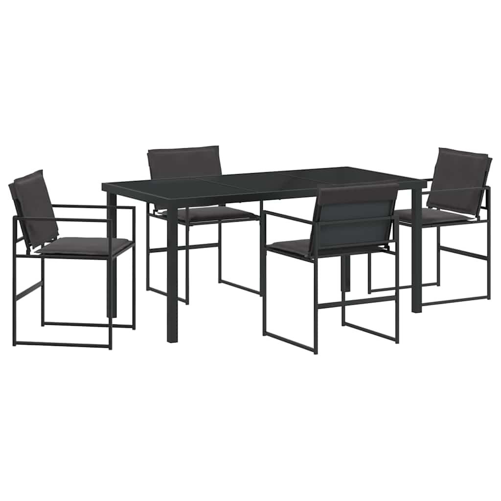 Hage Spisegruppe 5 pcs Svart 160 x 80 x 73 cm Textilene og stål