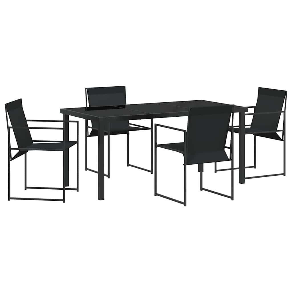 Hage Spisegruppe 5 pcs Svart Textilene og pulverlakkert stål