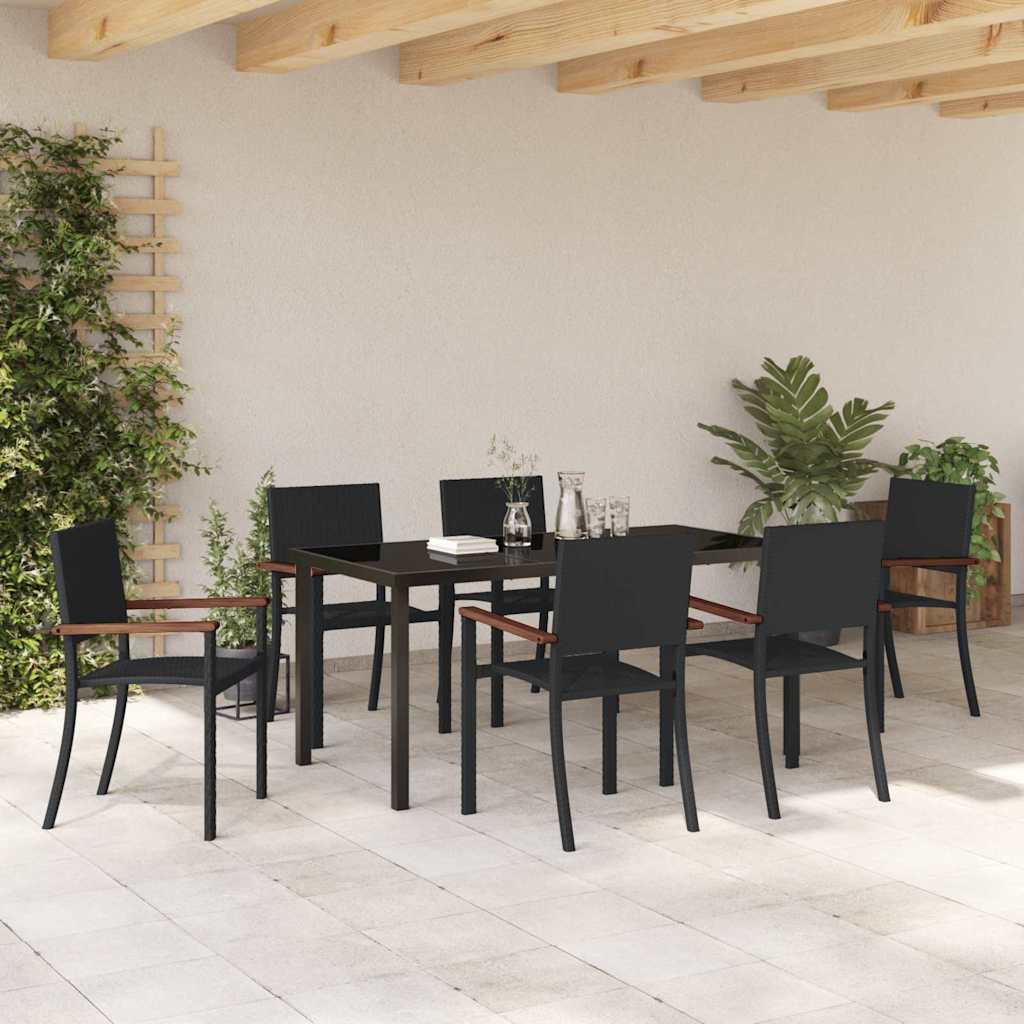 Hage Spisegruppe 7 pcs Svart Poly rattan