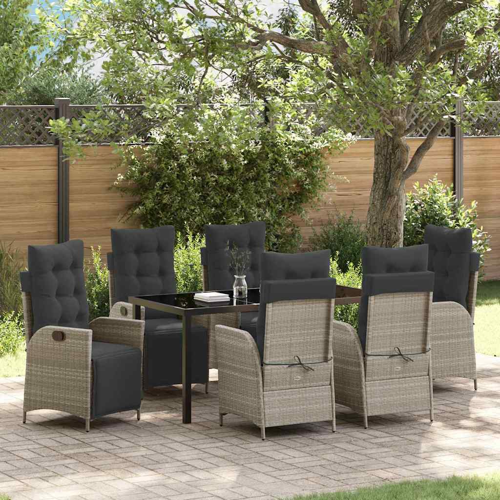 Hage Spisegruppe 7 pcs Lysegrå Poly rattan