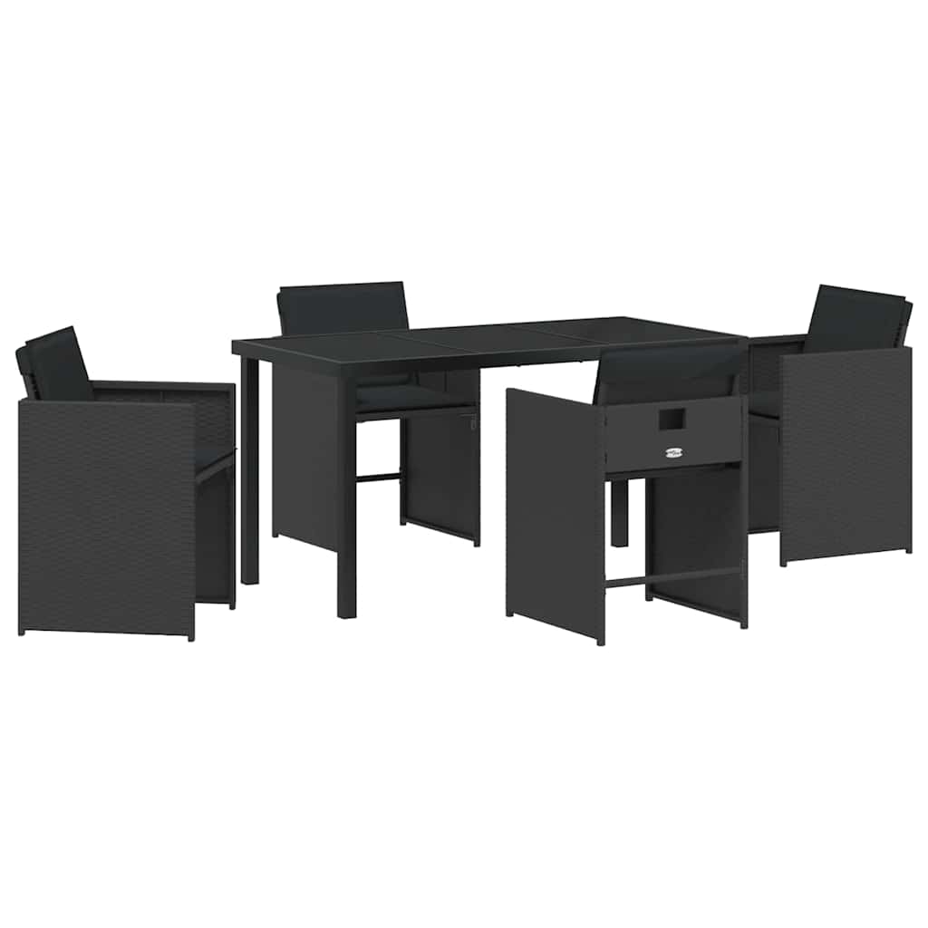 Hage Spisegruppe 5 pcs Svart polyrotting