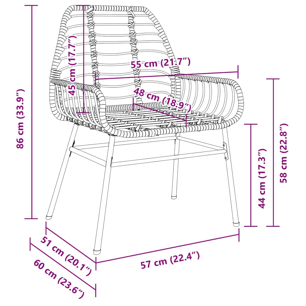 Hage Spisegruppe 7 pcs Svart polyrotting