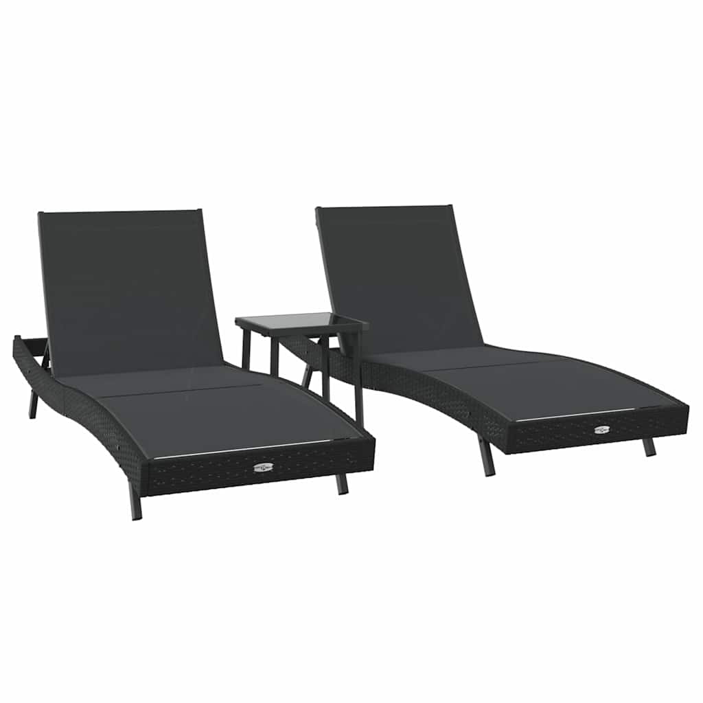 Solsenger 3 pcs Svart 40 x 40 x 40.5 cm Poly rattan