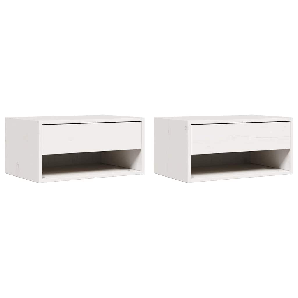 Nattbord med skuff 2 pcs Hvit 50 x 32,5 x 24 cm Heltre furu