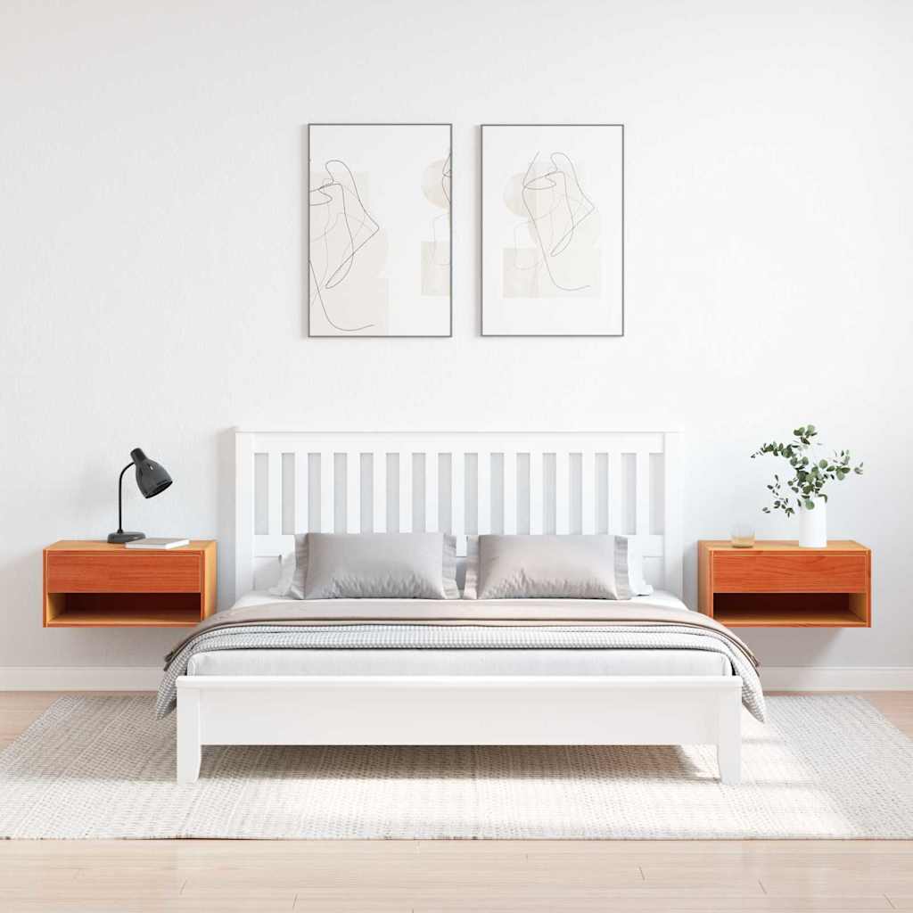 Nattbord med skuff 2 pcs Voksbrun 50 x 32,5 x 24 cm Heltre furu