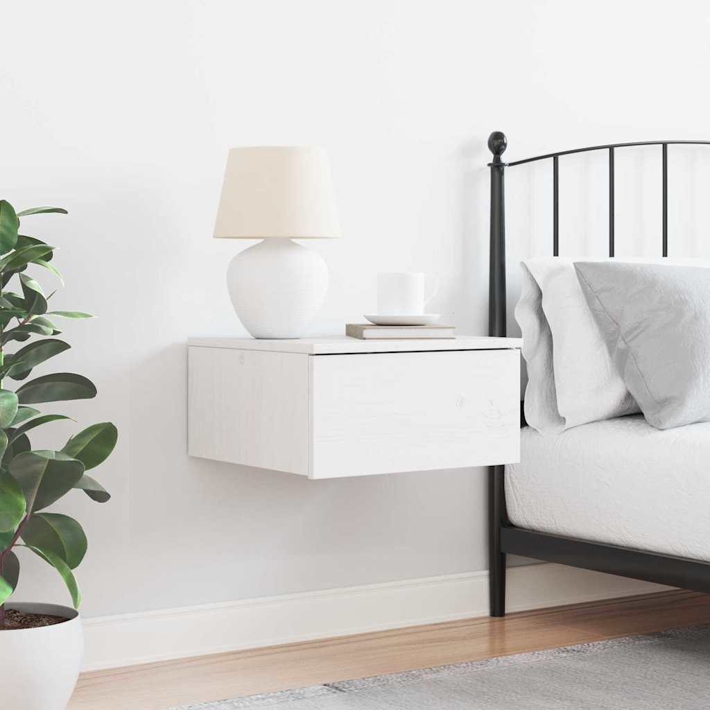 Nattbord med skuff Hvit 37 x 35 x 18.5 cm Heltre furu