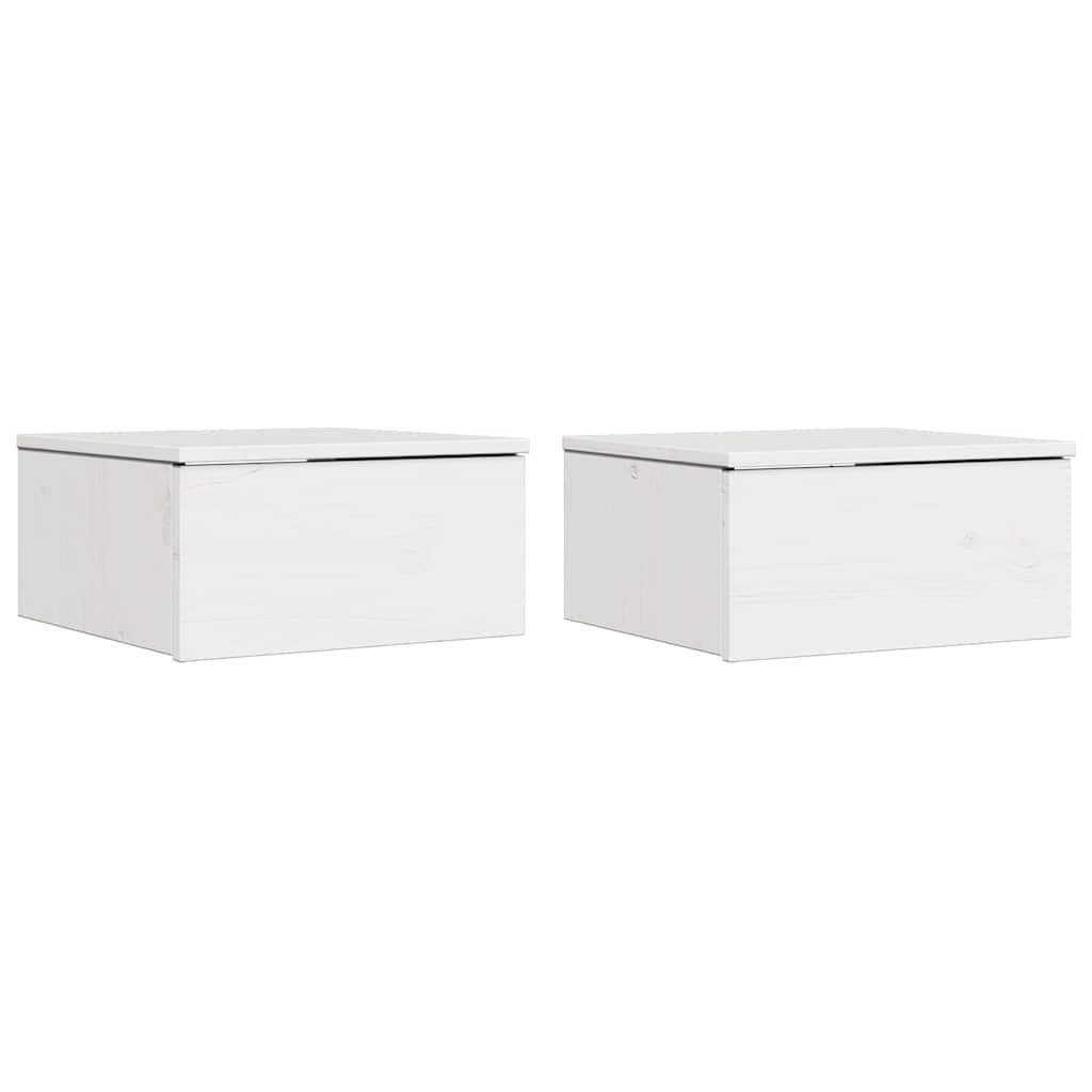 Nattbord med skuff 2 pcs Hvit 37 x 35 x 18.5 cm Heltre furu