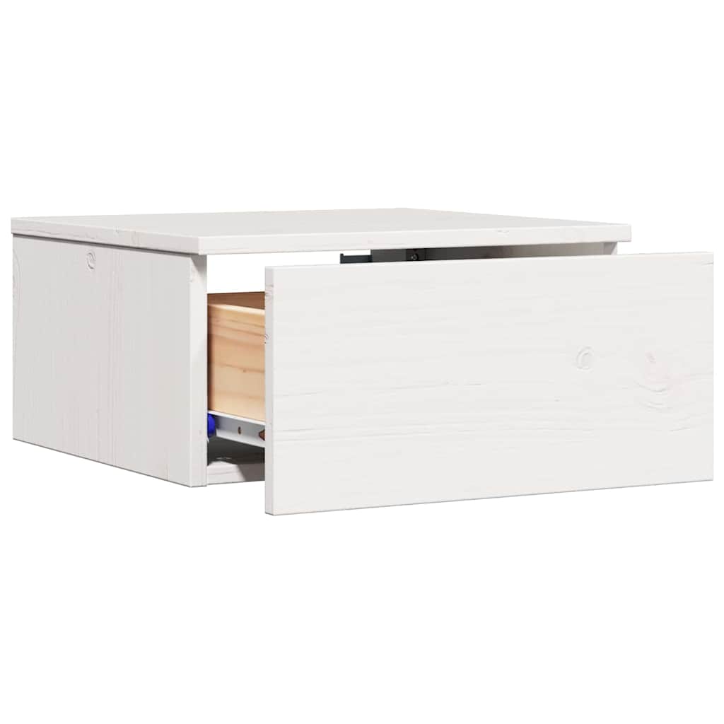 Nattbord med skuff 2 pcs Hvit 37 x 35 x 18.5 cm Heltre furu