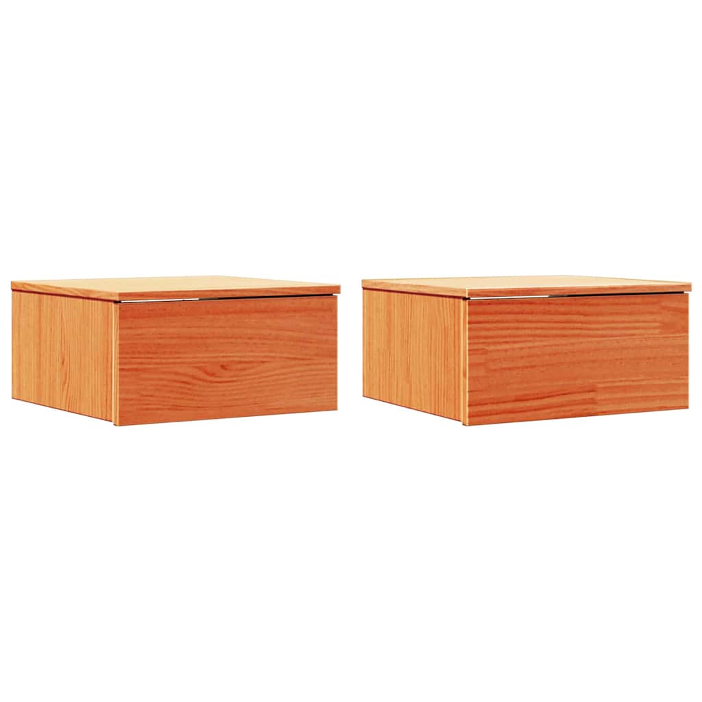 Nattbord med skuff 2 pcs Voksbrun 37 x 35 x 18.5 cm Heltre furu