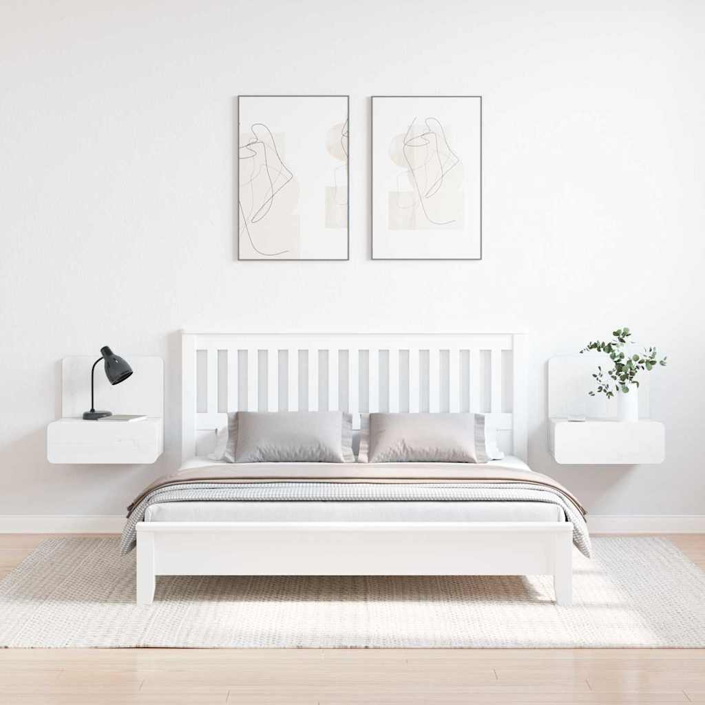 Nattbord med skuff 2 pcs Hvit 44 x 32.5 x 40 cm Heltre furu