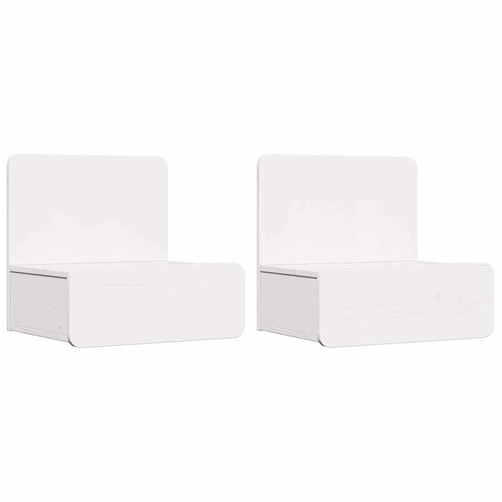 Nattbord med skuff 2 pcs Hvit 44 x 32.5 x 40 cm Heltre furu