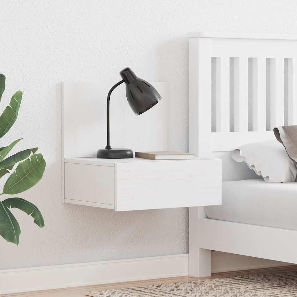 Nattbord med skuff 2 pcs Hvit 42 x 32.5 x 40 cm Heltre furu