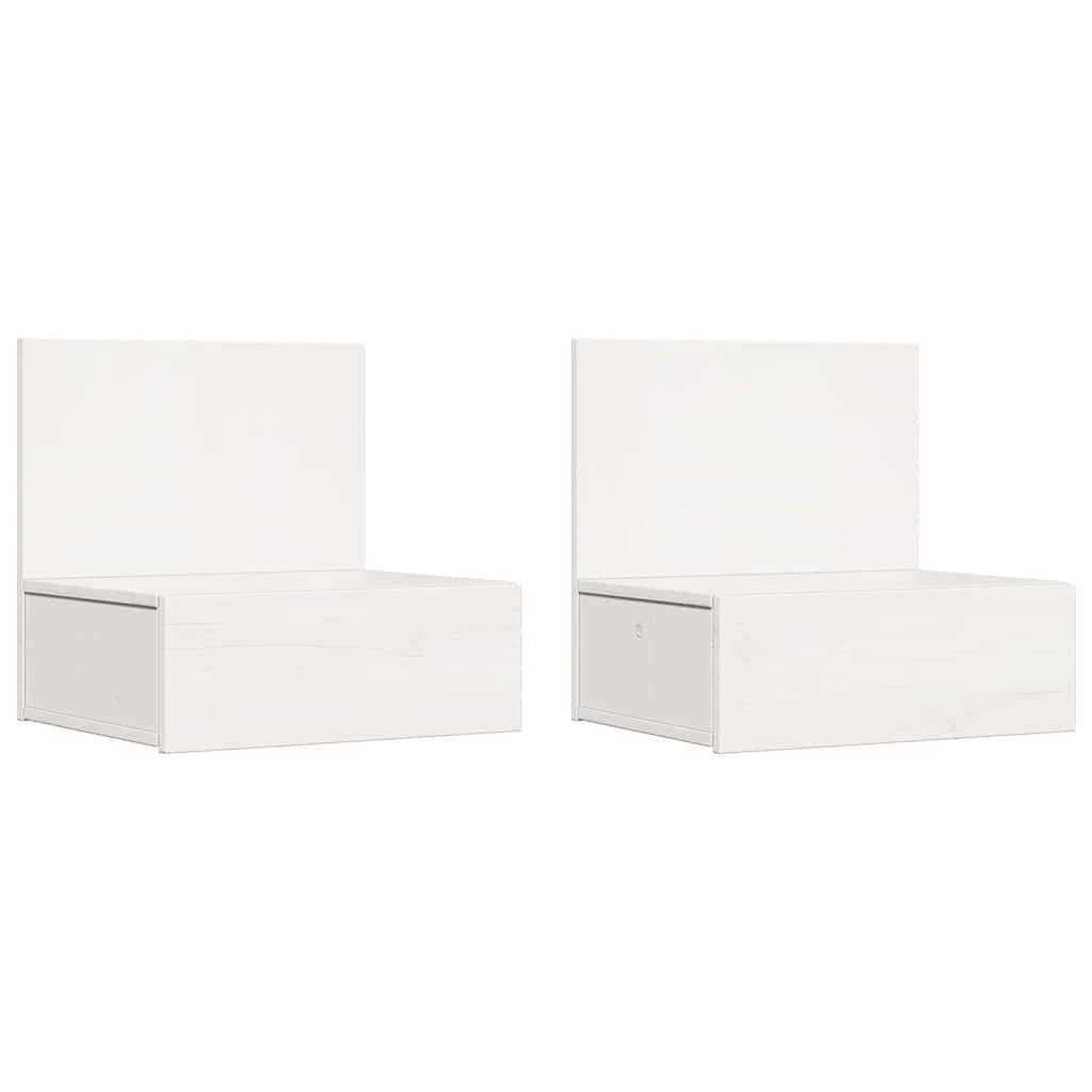 Nattbord med skuff 2 pcs Hvit 42 x 32.5 x 40 cm Heltre furu