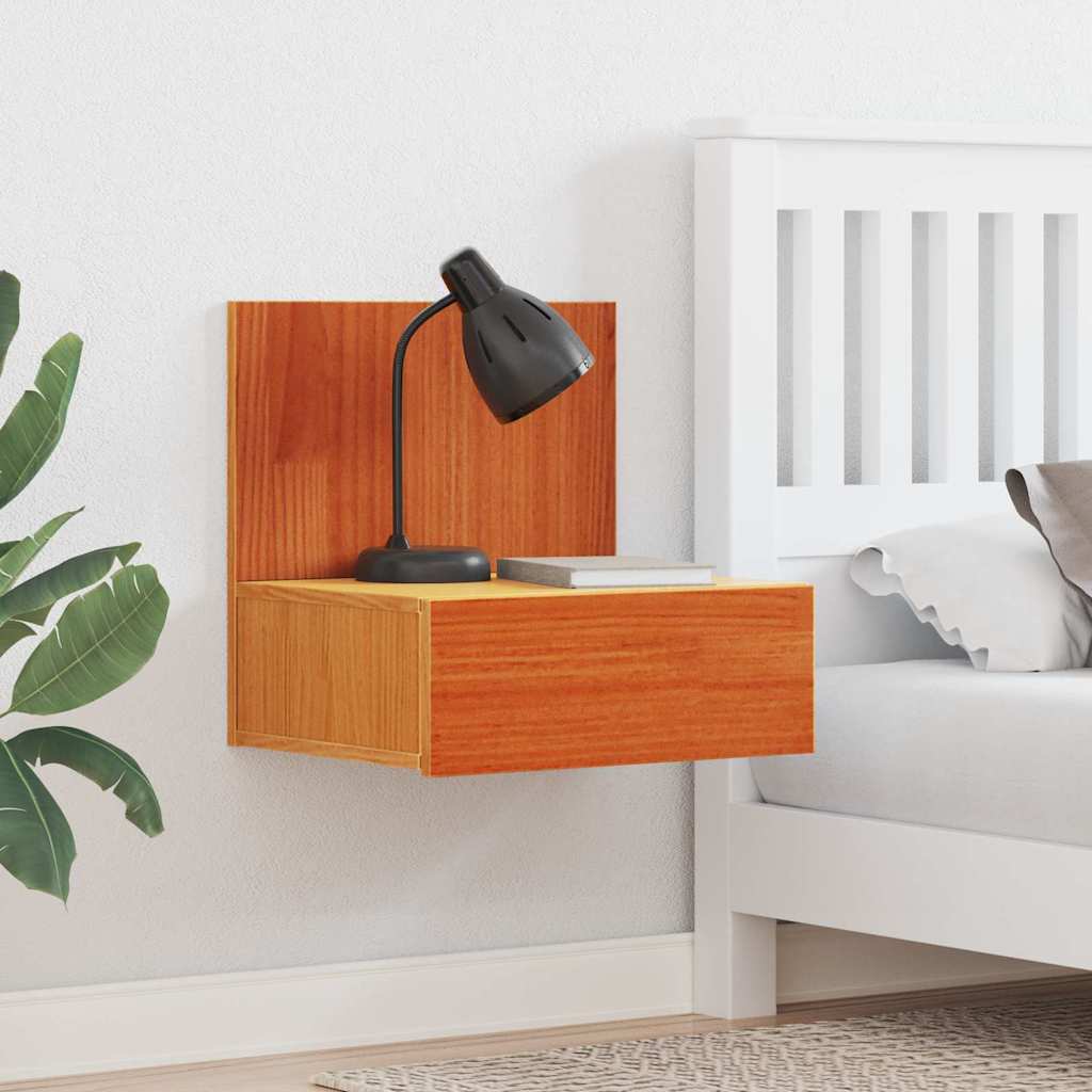 Nattbord med skuff 2 pcs Voksbrun 42 x 32.5 x 40 cm Heltre furu