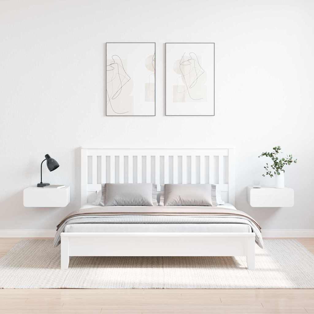 Nattbord med skuff 2 pcs Hvit 39 x 34 x 16.5 cm Heltre furu