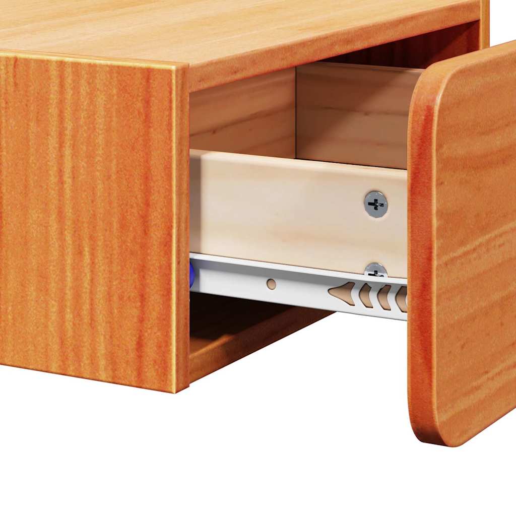 Nattbord med skuff 2 pcs Voksbrun 39 x 34 x 16.5 cm Heltre furu