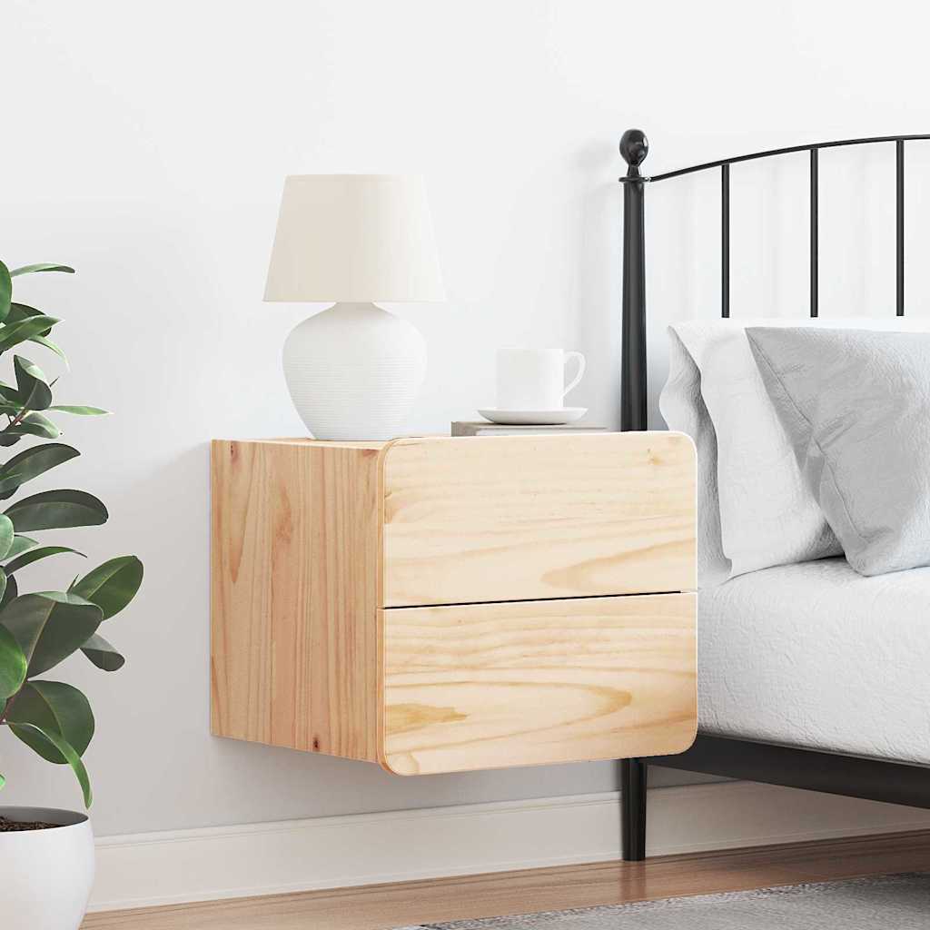 Nattbord med skuff Veggmontert Brun 39 x 34 x 33 cm Heltre furu