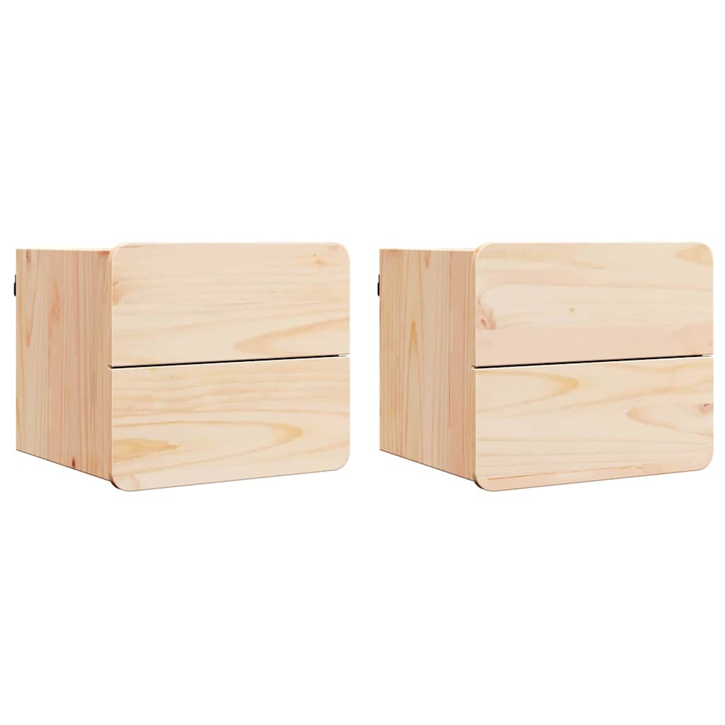 Nattbord med skuff 2 pcs Brun 39 x 34 x 33 cm Heltre furu