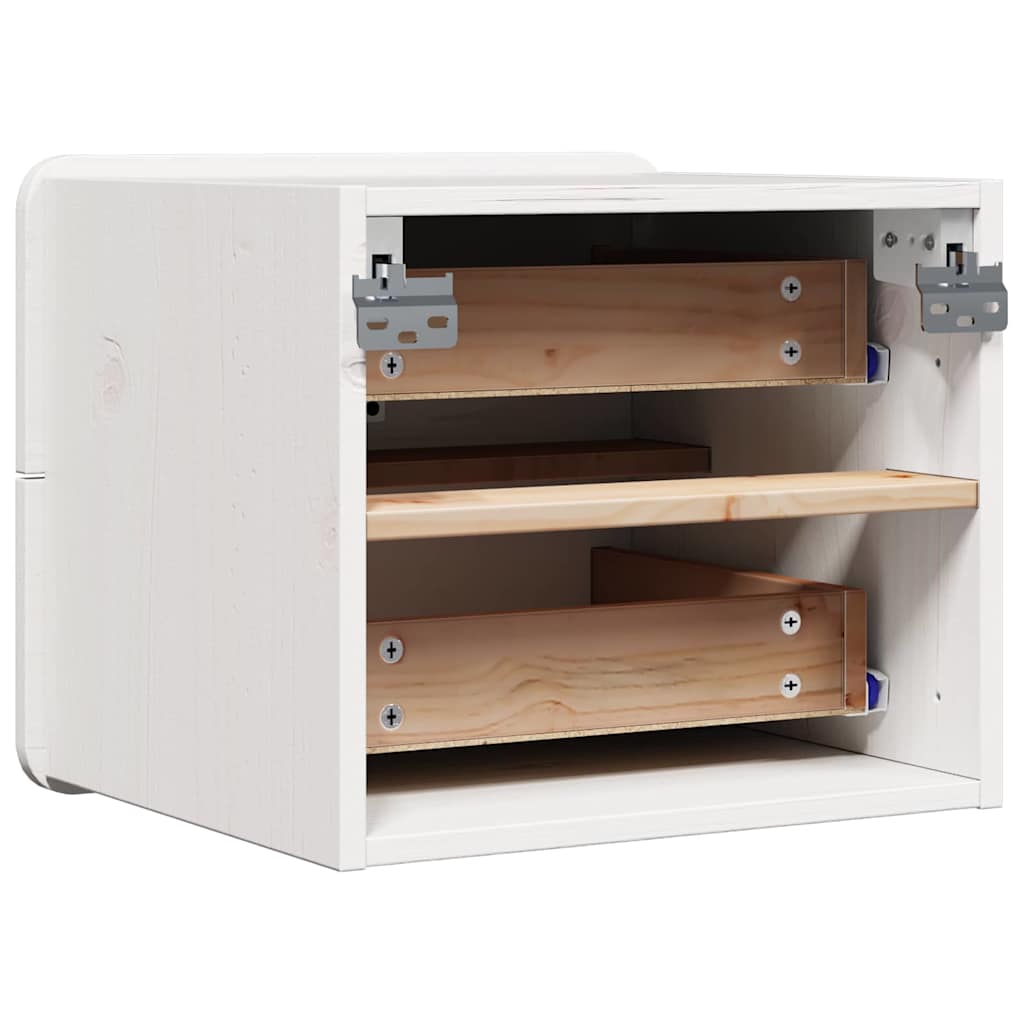 Nattbord med skuff 2 pcs Hvit 39 x 34 x 33 cm Heltre furu