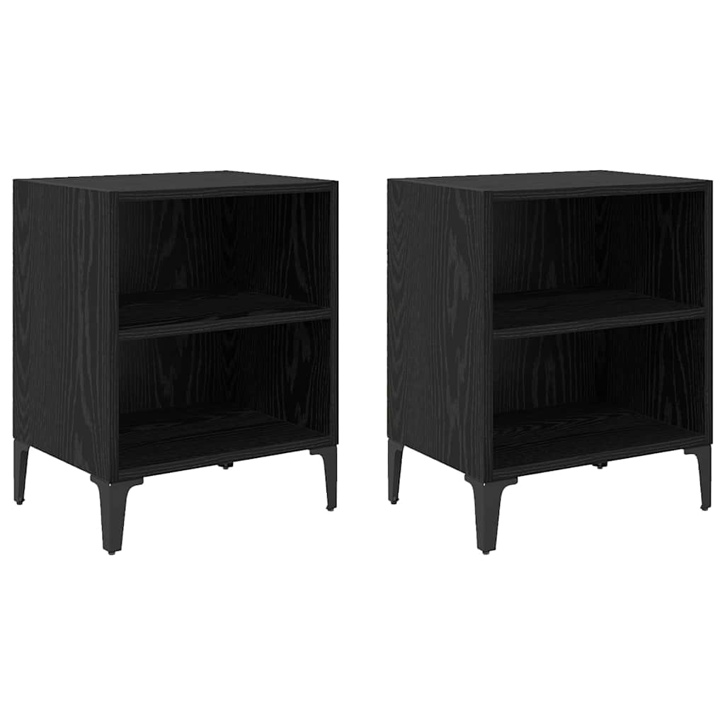 Nattbordskap 2 pcs Svart eik 40 x 30 x 50 cm Konstruert tre