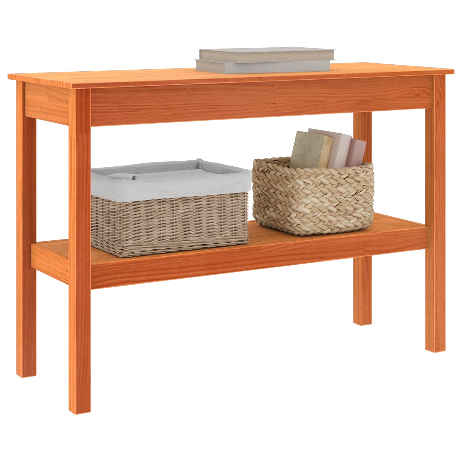 Konsollbord med hylle Voksbrun 110 x 40 x 75 cm Heltre furu
