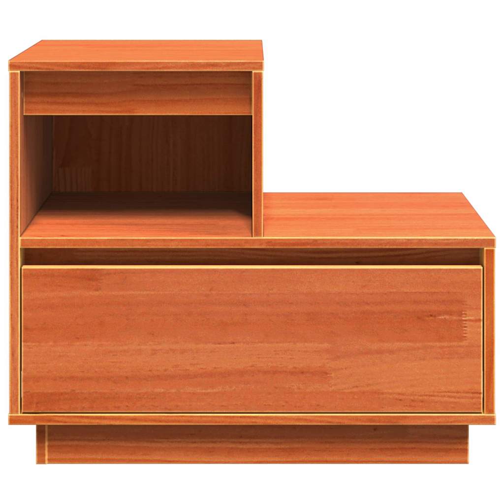 Nattbordskap med skuff Voksbrun 60 x 34 x 51 cm Heltre furu