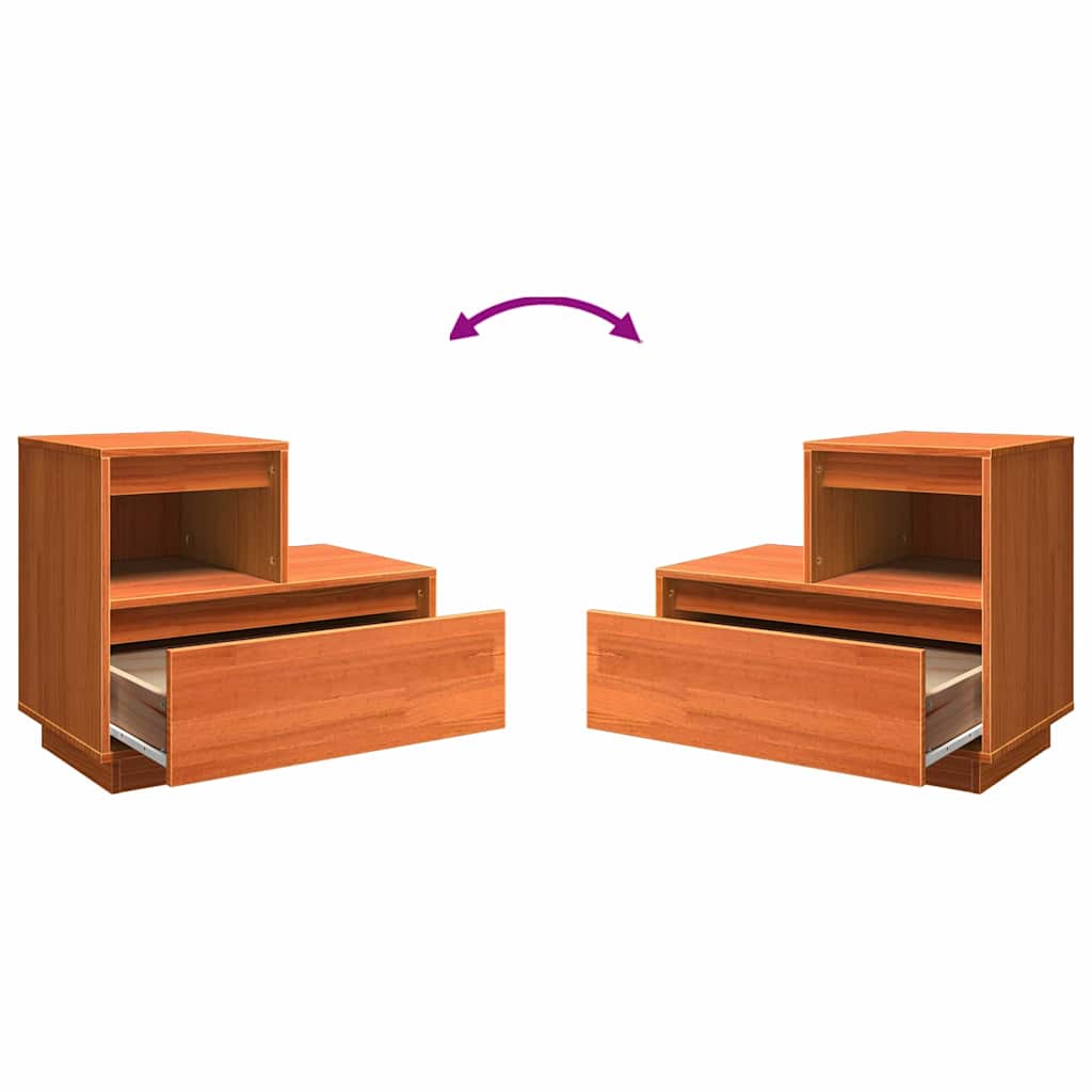 Nattbordskap med skuff Voksbrun 60 x 34 x 51 cm Heltre furu