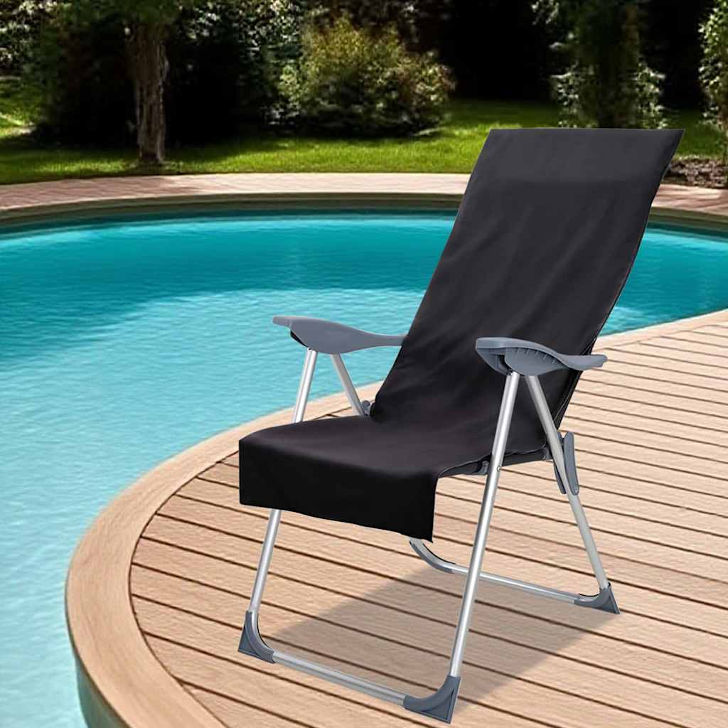 Utendørs Stol Håndklær 2 pcs Svart 130 x 60 cm