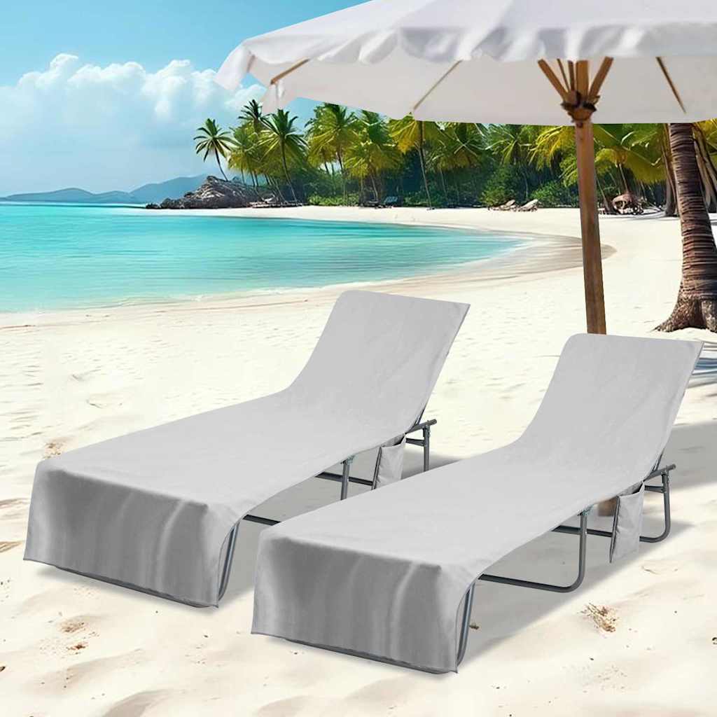 Solsenghåndkler 2 pcs Grå 210 x 75 cm Polyester og polyamid