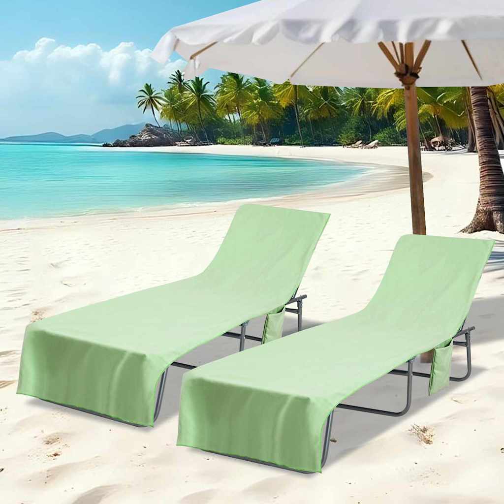Solsenghåndkler 2 pcs grønn 210 x 75 cm Polyester og polyamid