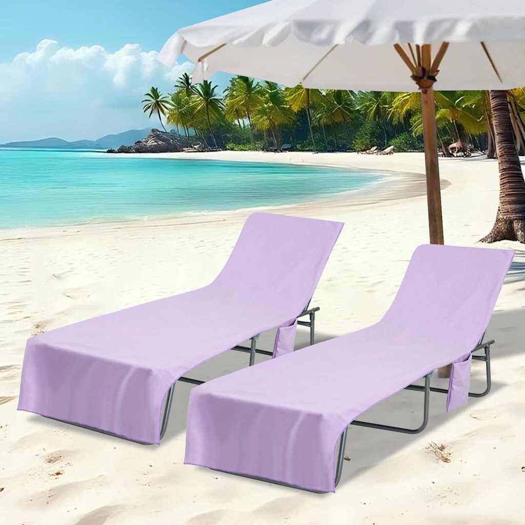 Solsenghåndkler 2 pcs Lilla 210 x 75 cm Polyester og polyamid