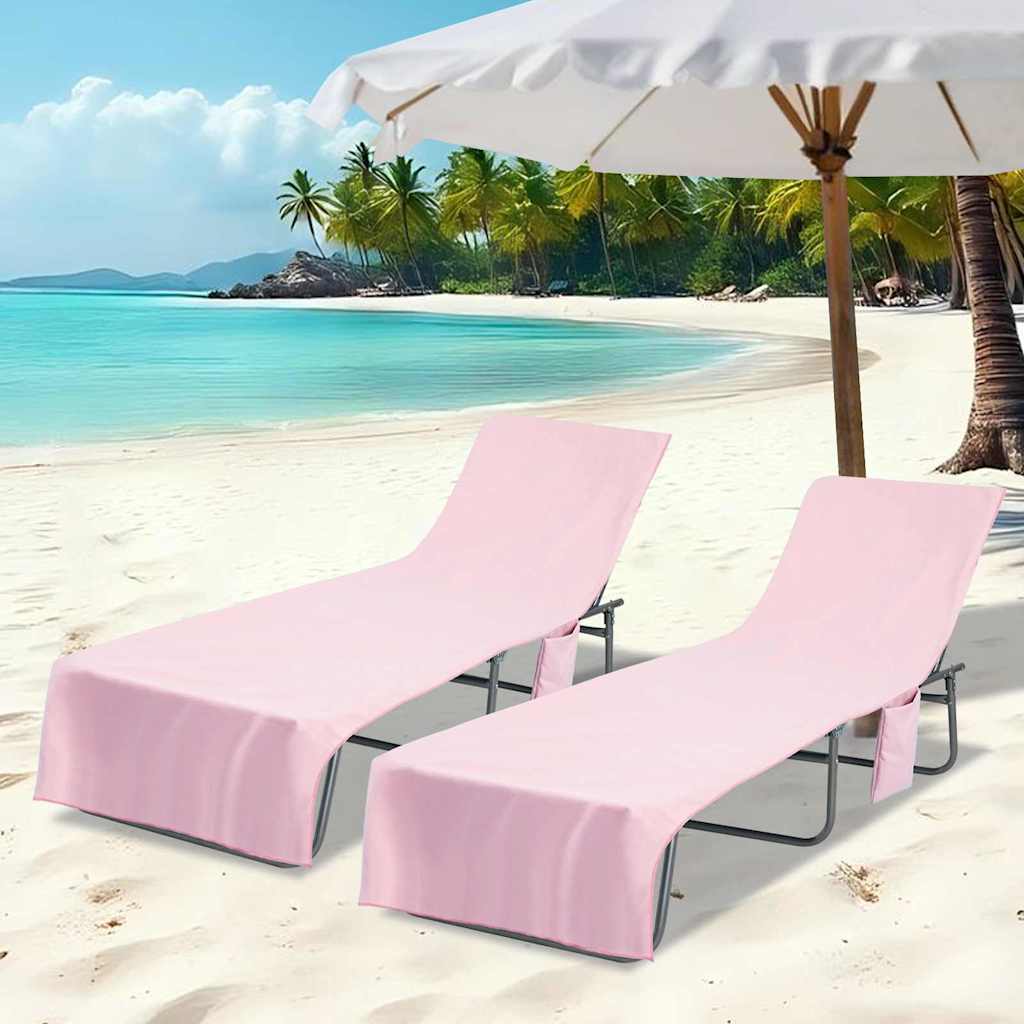 Solsenghåndkler 2 pcs Rosa 210 x 75 cm Polyester og polyamid