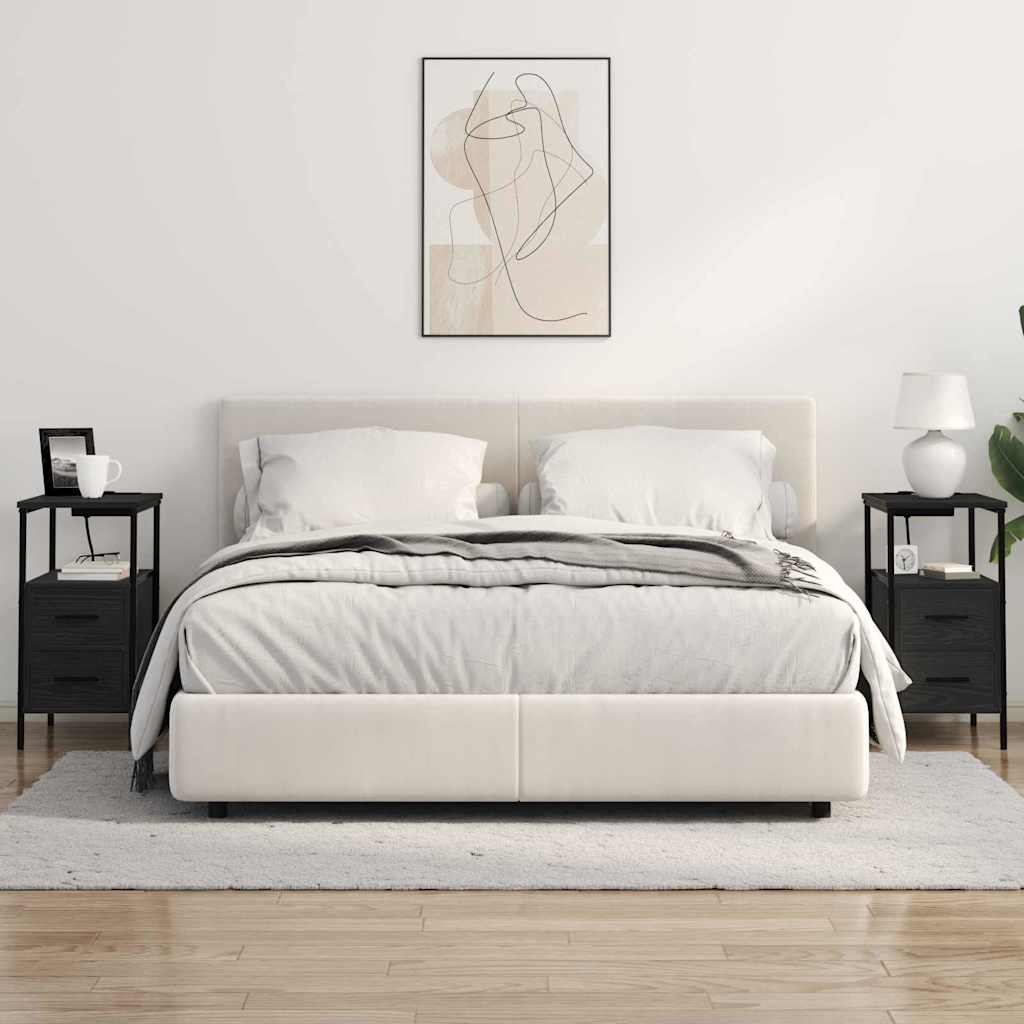 Nattbord 2 pcs Svart eik 30 x 48 x 61 cm Konstruert tre