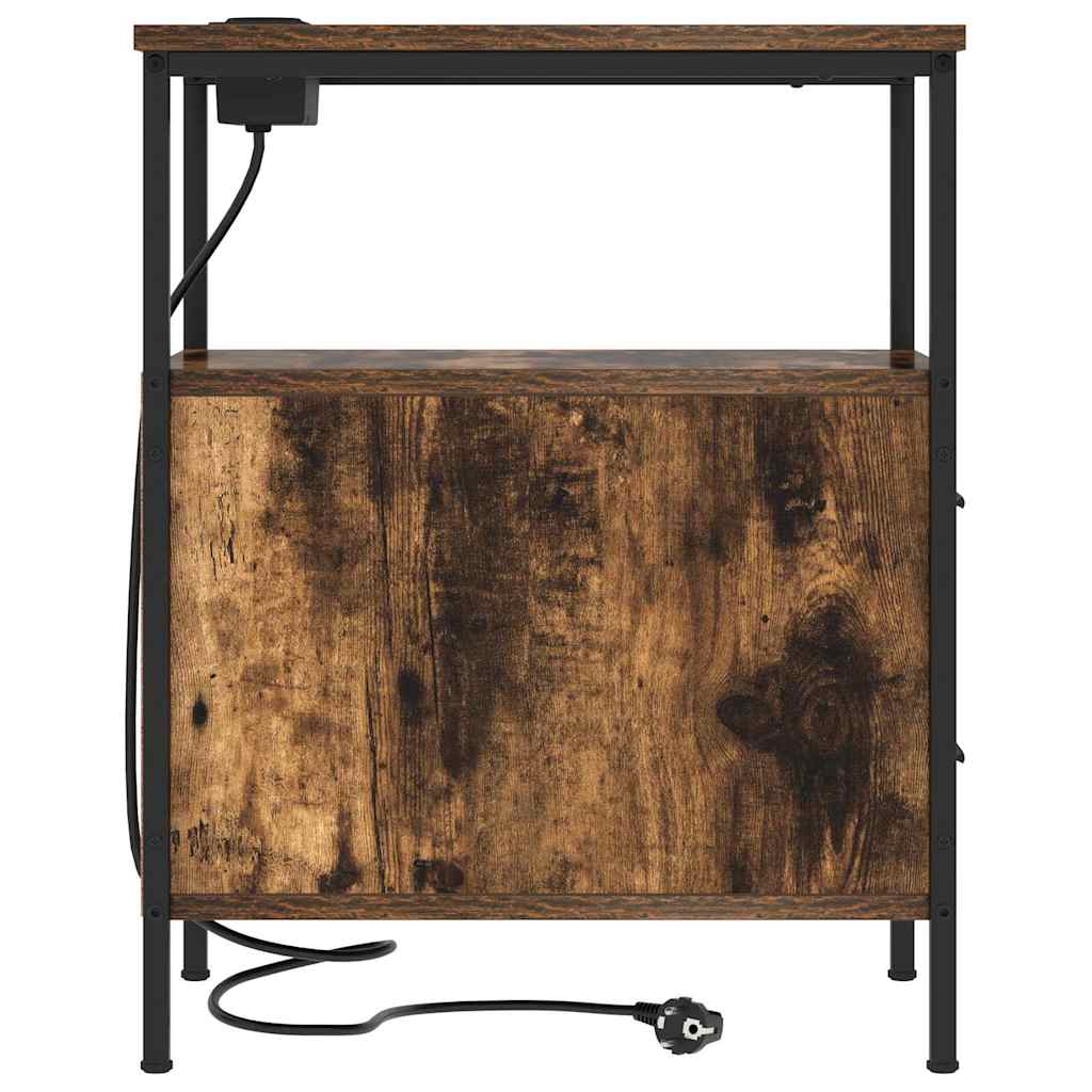 Nattbord med skuff Røkt eik 30 x 48 x 61 cm Konstruert tre