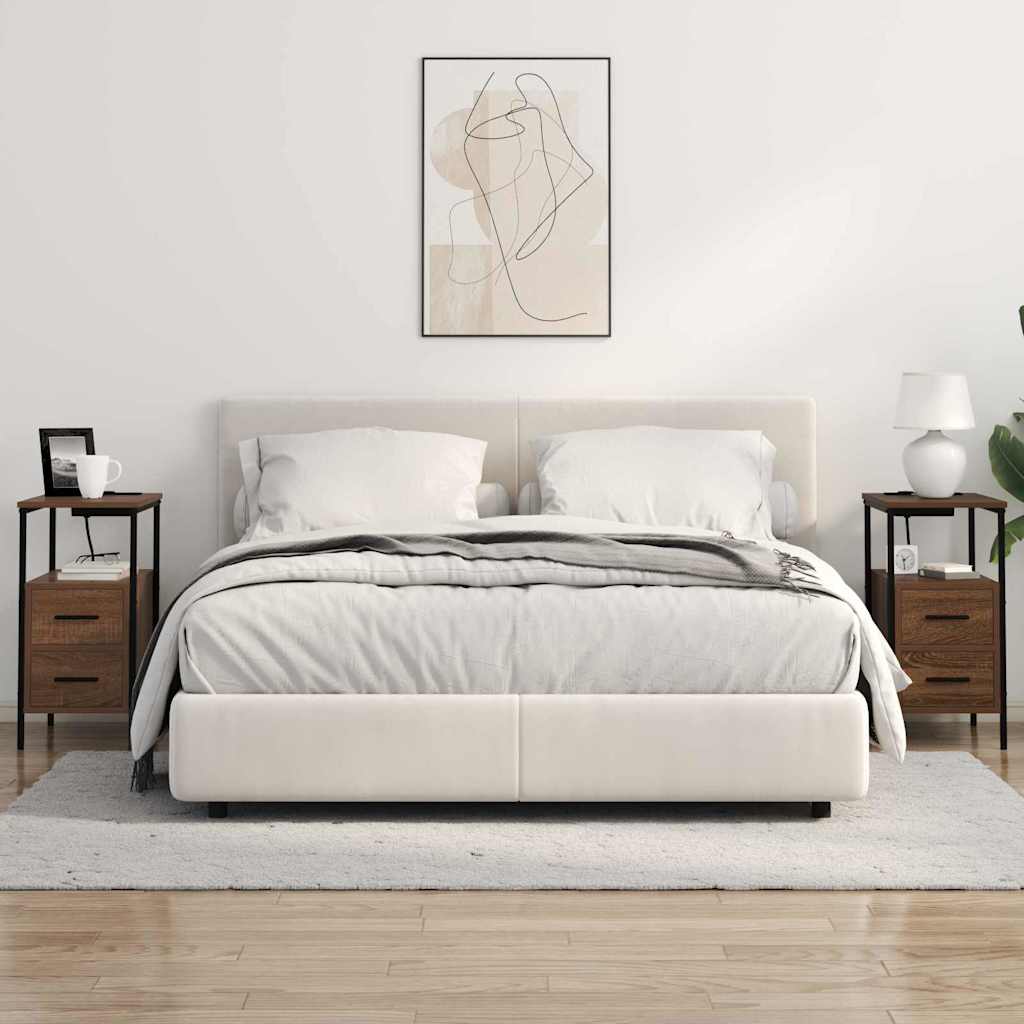 Nattbord med skuff brun eik 30 x 48 x 61 cm Konstruert tre