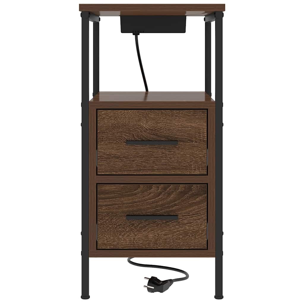 Nattbord 2 pcs brun eik 30 x 48 x 61 cm Konstruert tre